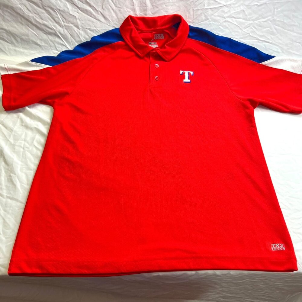 Texas Rangers Baseball TX3 Cool Red Polo Shirt Size L/G Mens Athletic Fit - Picture 4 of 10